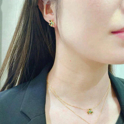 [AuraEcho Jewelry]FRIVOLE  FLOWER MALACHITE EARRINGS