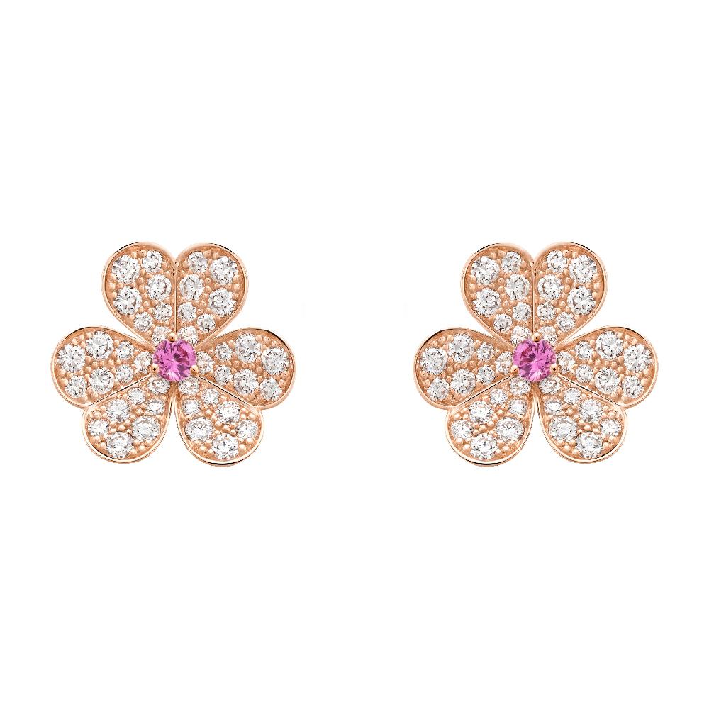 [AuraEcho Jewelry]FRIVOLE PINK GOLD FLOWER DIAMOND EARRINGS
