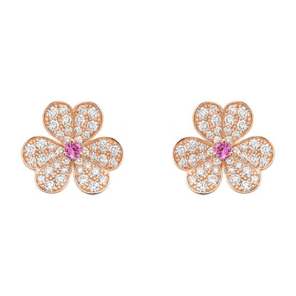 [AuraEcho Jewelry]FRIVOLE PINK GOLD FLOWER DIAMOND EARRINGS