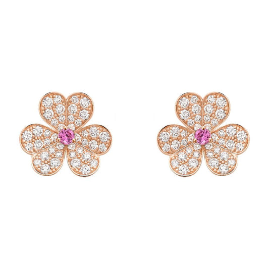 [AuraEcho Jewelry]FRIVOLE PINK GOLD FLOWER DIAMOND EARRINGS