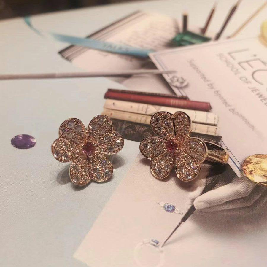 [AuraEcho Jewelry]FRIVOLE PINK GOLD FLOWER DIAMOND EARRINGS