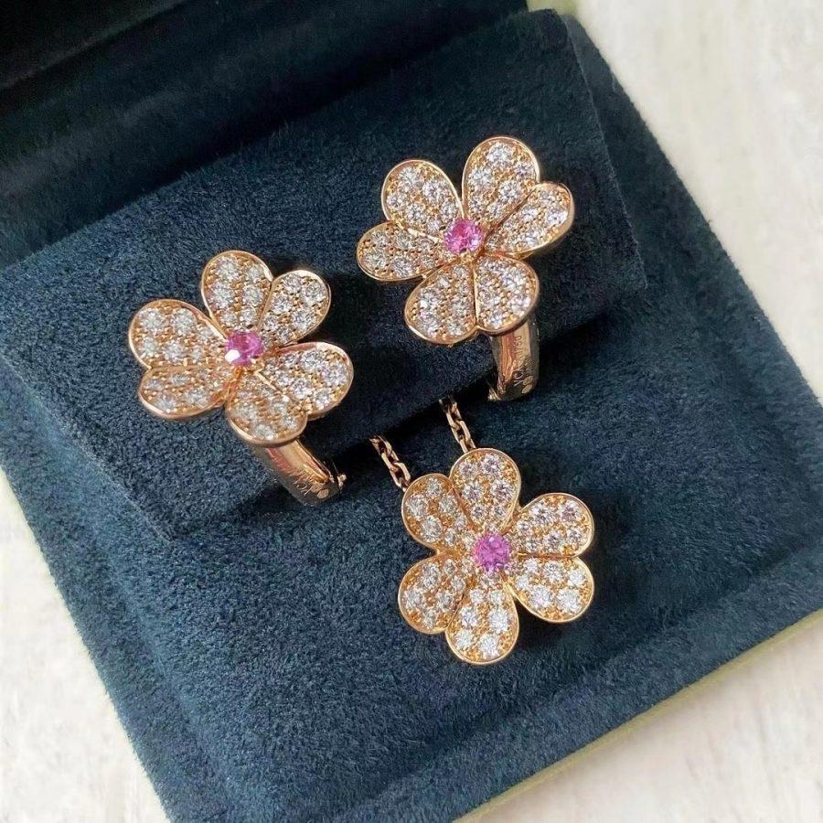 [AuraEcho Jewelry]FRIVOLE PINK GOLD FLOWER DIAMOND EARRINGS