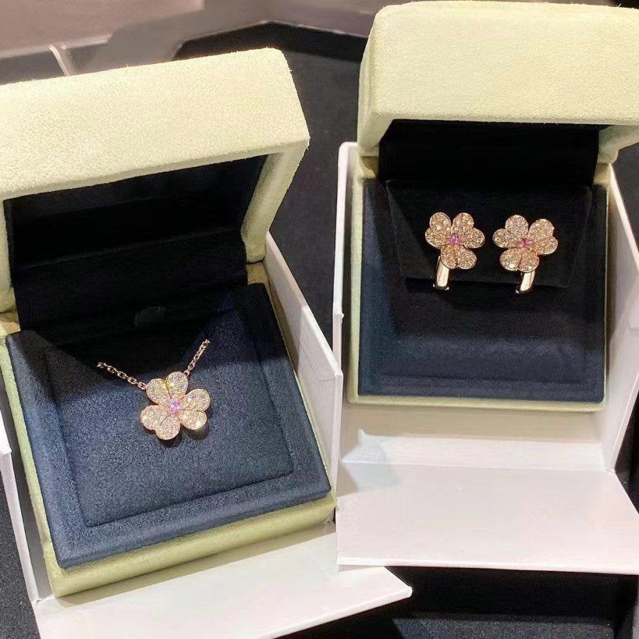 [AuraEcho Jewelry]FRIVOLE PINK GOLD FLOWER DIAMOND EARRINGS