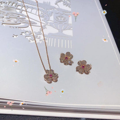 [AuraEcho Jewelry]FRIVOLE PINK GOLD FLOWER DIAMOND EARRINGS