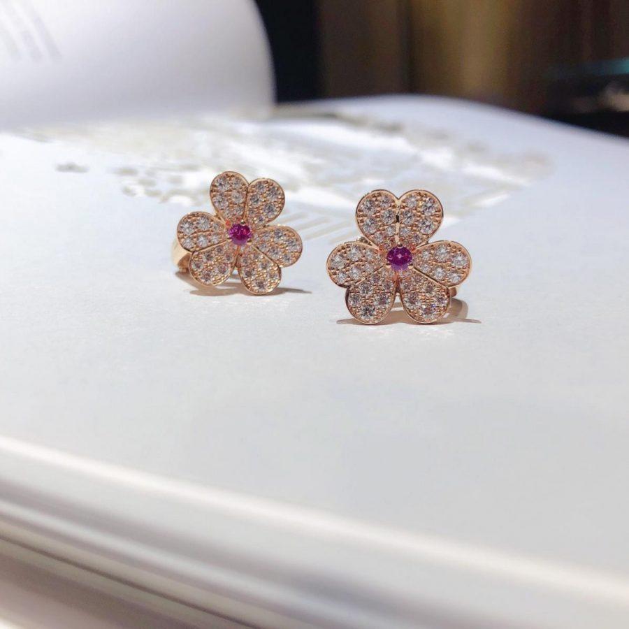 [AuraEcho Jewelry]FRIVOLE PINK GOLD FLOWER DIAMOND EARRINGS