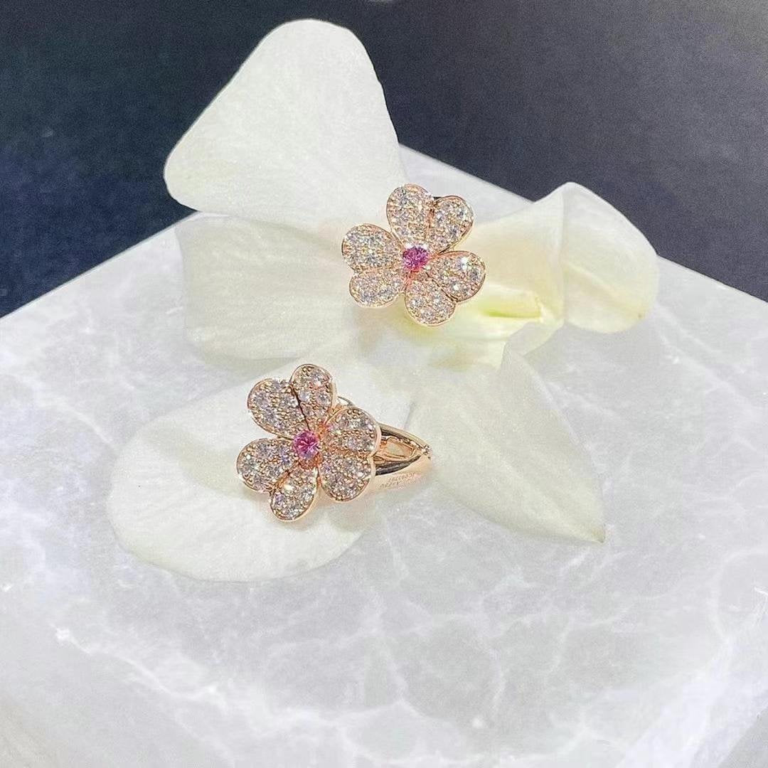 [AuraEcho Jewelry]FRIVOLE PINK GOLD FLOWER DIAMOND EARRINGS