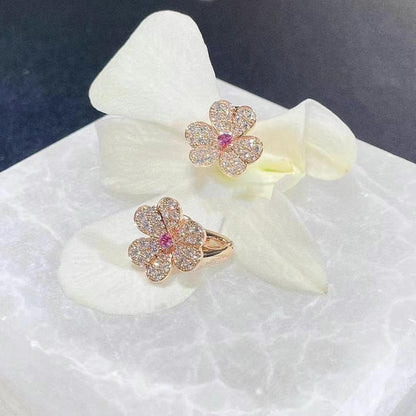 [AuraEcho Jewelry]FRIVOLE PINK GOLD FLOWER DIAMOND EARRINGS