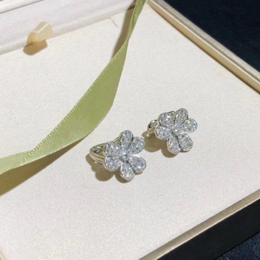 [AuraEcho Jewelry]FRIVOLE SILVER FLOWER DIAMOND EARRINGS