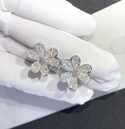 [AuraEcho Jewelry]FRIVOLE SILVER FLOWER DIAMOND EARRINGS