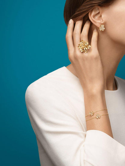 [AuraEcho Jewelry]FRIVOLE GOLD FLOWER DIAMOND EARRINGS