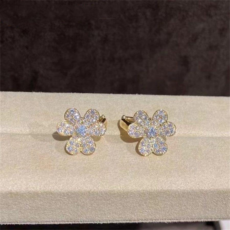 [AuraEcho Jewelry]FRIVOLE GOLD FLOWER DIAMOND EARRINGS
