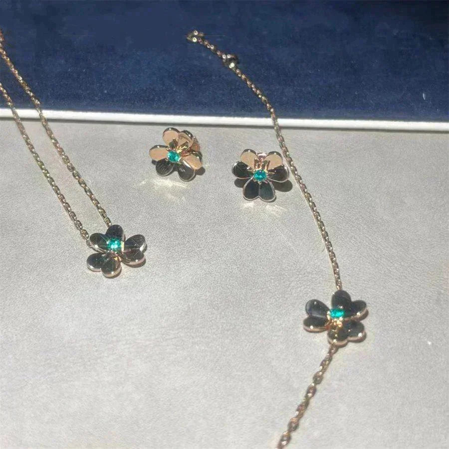 [AuraEcho Jewelry]FRIVOLE  FLOWER MALACHITE EARRINGS