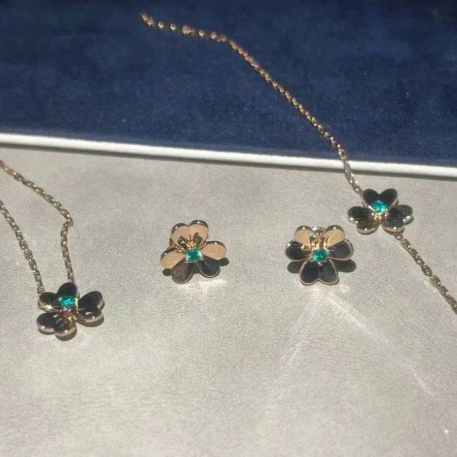 [AuraEcho Jewelry]FRIVOLE  FLOWER MALACHITE EARRINGS