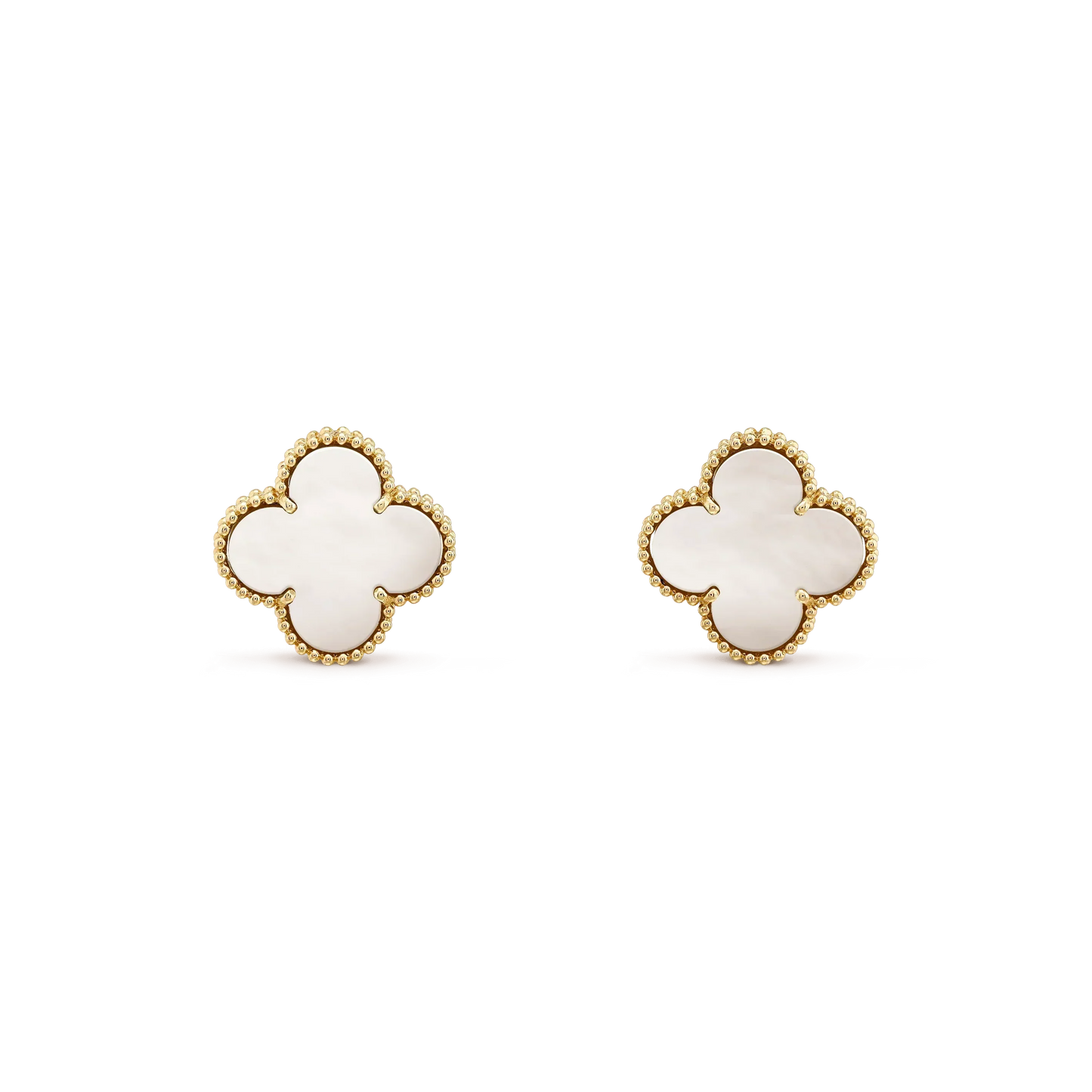 [AuraEcho Jewelry]CLOVER MEDIUM 1 MOTIFS  WHITE MOP STUD EARRINGS
