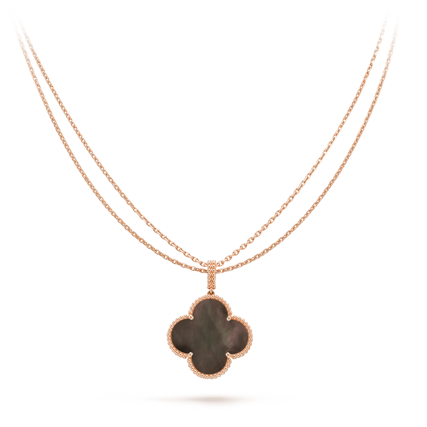 [AuraEcho Jewelry]CLOVER 25MM GOLD DARK MOP BIG CLOVER NECKLACE