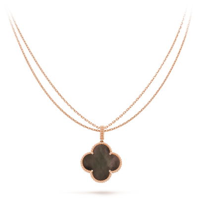 [AuraEcho Jewelry]CLOVER 25MM GOLD DARK MOP BIG CLOVER NECKLACE