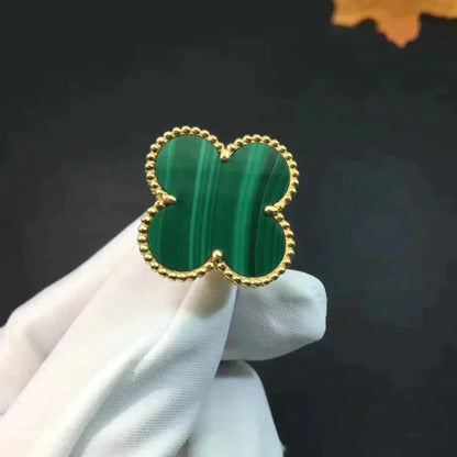 [AuraEcho Jewelry]CLOVER MALACHITE RING