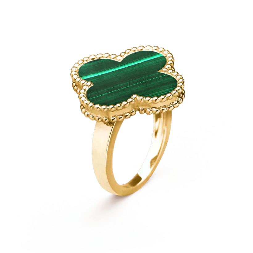 [AuraEcho Jewelry]CLOVER MALACHITE RING