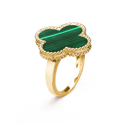 [AuraEcho Jewelry]CLOVER MALACHITE RING