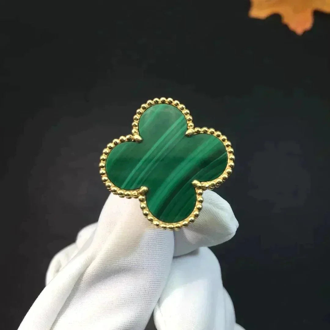 [AuraEcho Jewelry]CLOVER MALACHITE RING