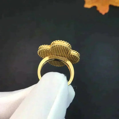 [AuraEcho Jewelry]CLOVER MALACHITE RING