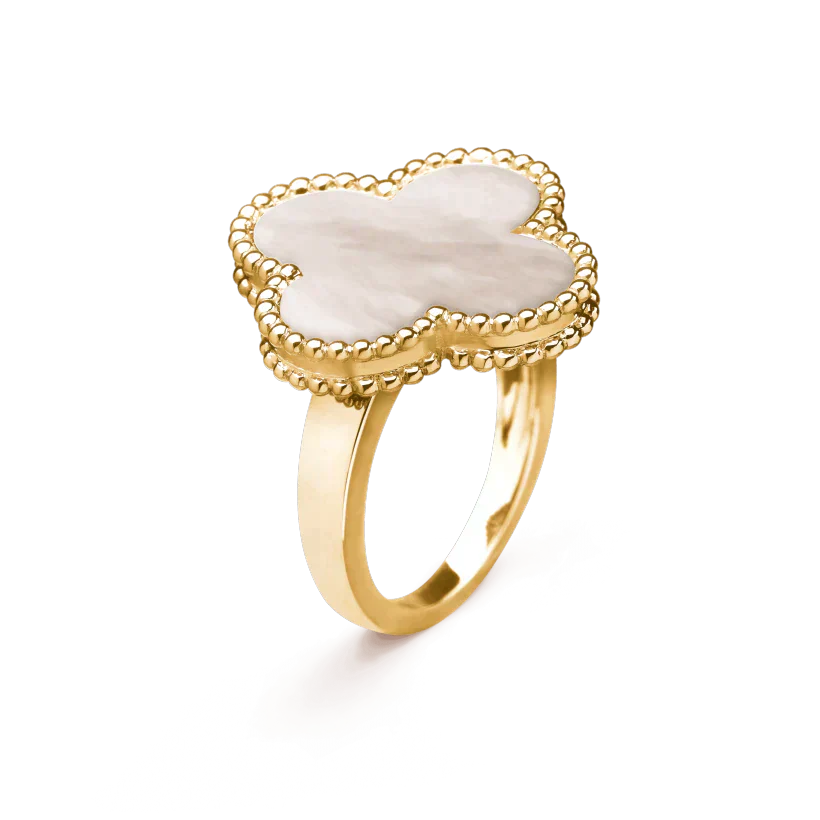 [AuraEcho Jewelry]CLOVER WHITE MOP RING