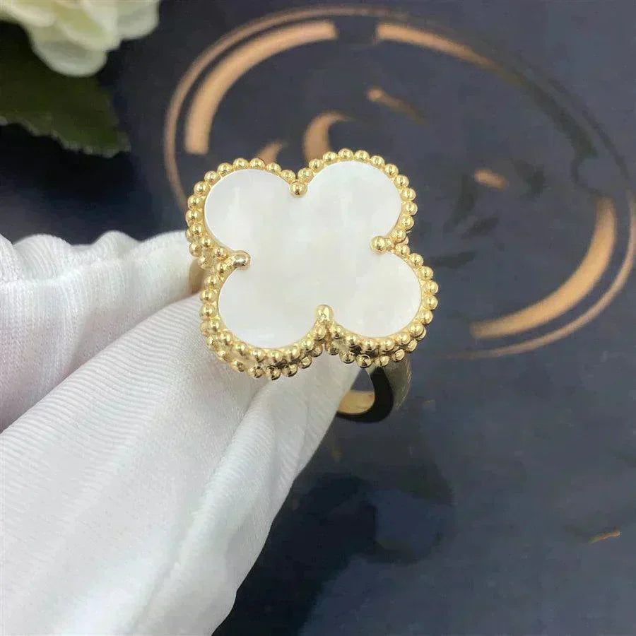 [AuraEcho Jewelry]CLOVER WHITE MOP RING