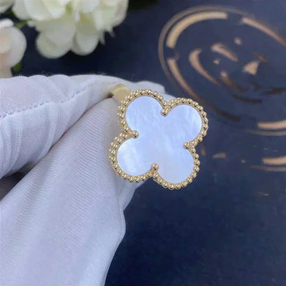 [AuraEcho Jewelry]CLOVER WHITE MOP RING