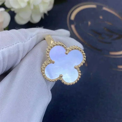 [AuraEcho Jewelry]CLOVER WHITE MOP RING