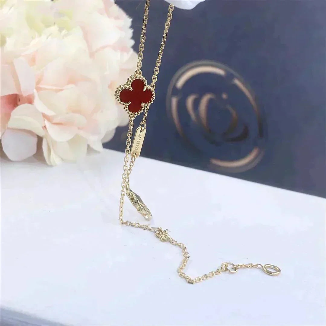 [AuraEcho Jewelry]CLOVER  CARNELIAN SINGLE FLOWER BRACELET