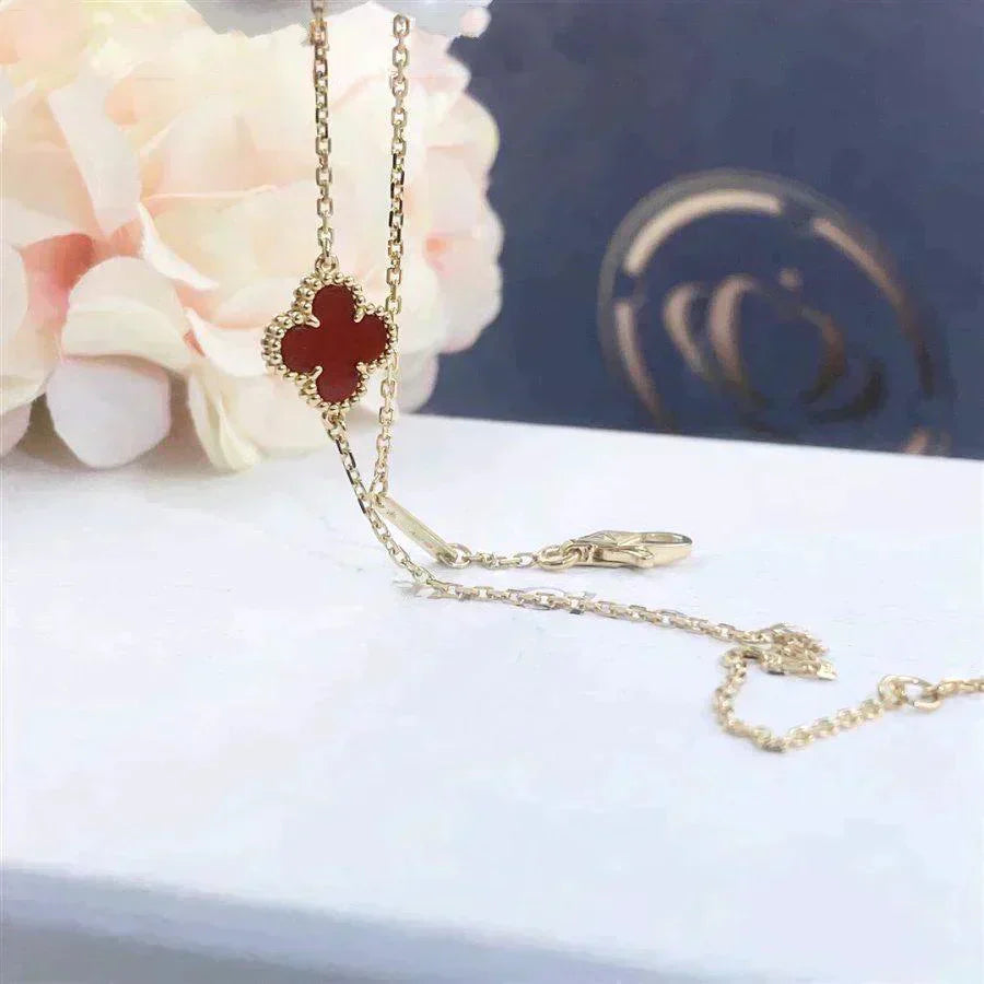 [AuraEcho Jewelry]CLOVER  CARNELIAN SINGLE FLOWER BRACELET