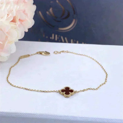 [AuraEcho Jewelry]CLOVER  CARNELIAN SINGLE FLOWER BRACELET