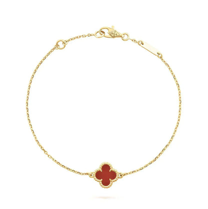 [AuraEcho Jewelry]CLOVER  CARNELIAN SINGLE FLOWER BRACELET