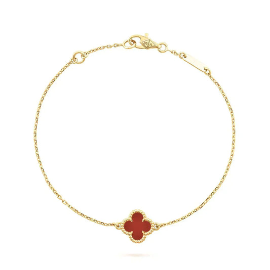 [AuraEcho Jewelry]CLOVER  CARNELIAN SINGLE FLOWER BRACELET