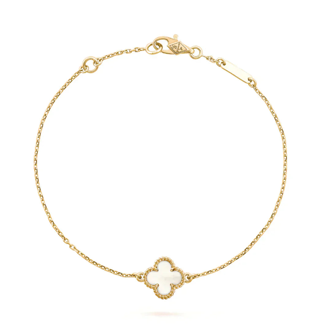 [AuraEcho Jewelry]CLOVER WHITE MOP SINGLE FLOWER BRACELET