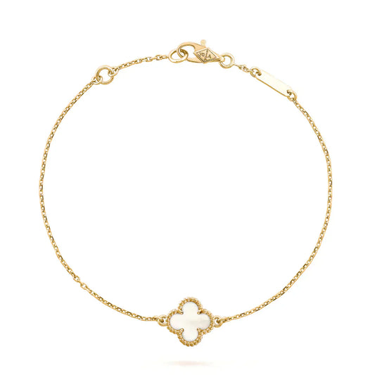 [AuraEcho Jewelry]CLOVER WHITE MOP SINGLE FLOWER BRACELET