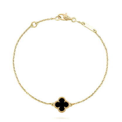 [AuraEcho Jewelry]CLOVER ONYX SINGLE FLOWER BRACELET