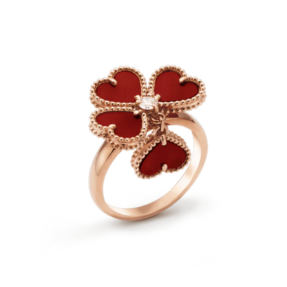 [AuraEcho Jewelry]SWEET CLOVER CARNELIAN RING