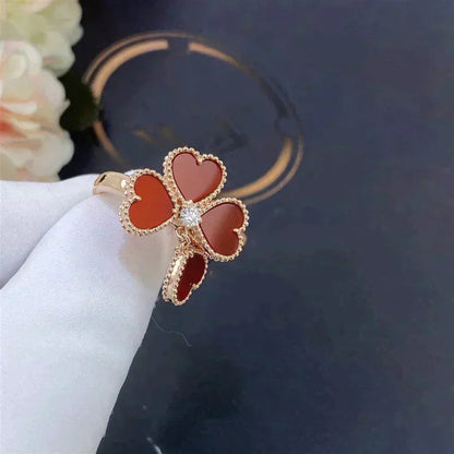 [AuraEcho Jewelry]SWEET CLOVER CARNELIAN RING