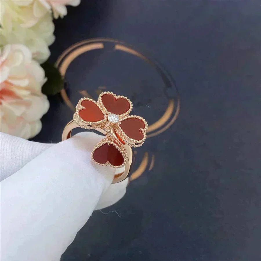 [AuraEcho Jewelry]SWEET CLOVER CARNELIAN RING