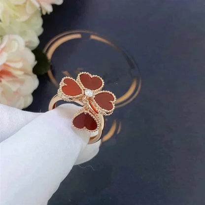 [AuraEcho Jewelry]SWEET CLOVER CARNELIAN RING