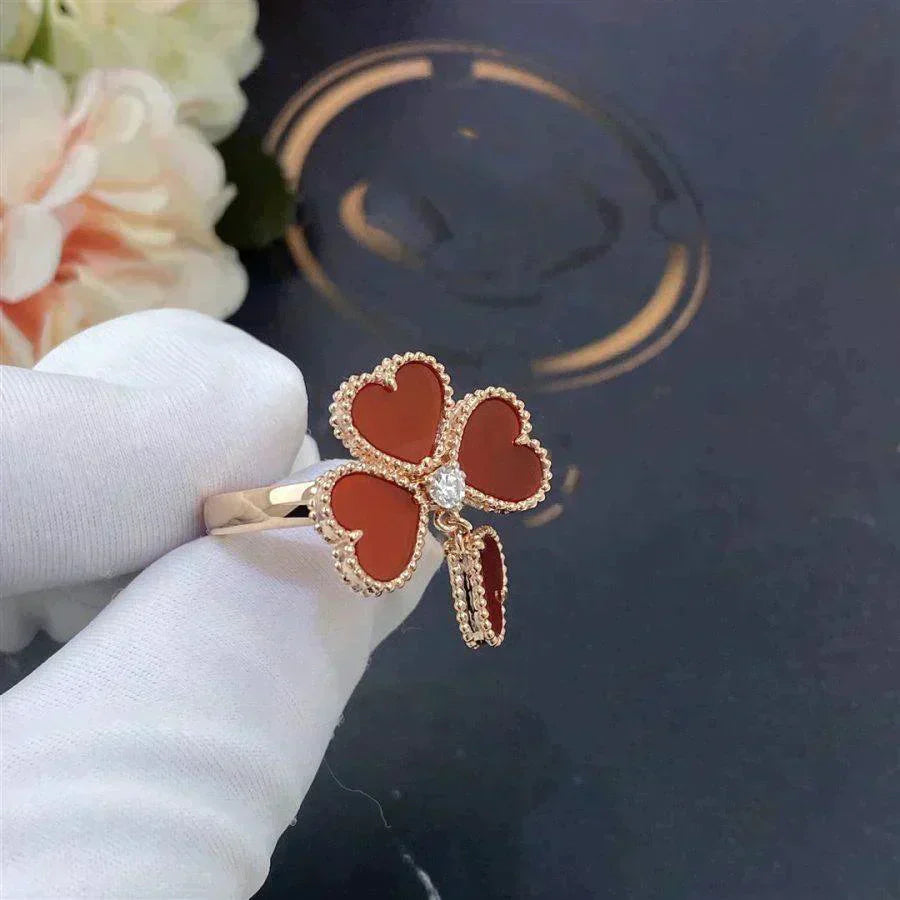 [AuraEcho Jewelry]SWEET CLOVER CARNELIAN RING