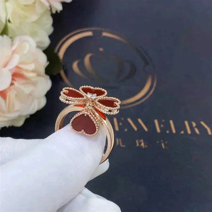 [AuraEcho Jewelry]SWEET CLOVER CARNELIAN RING