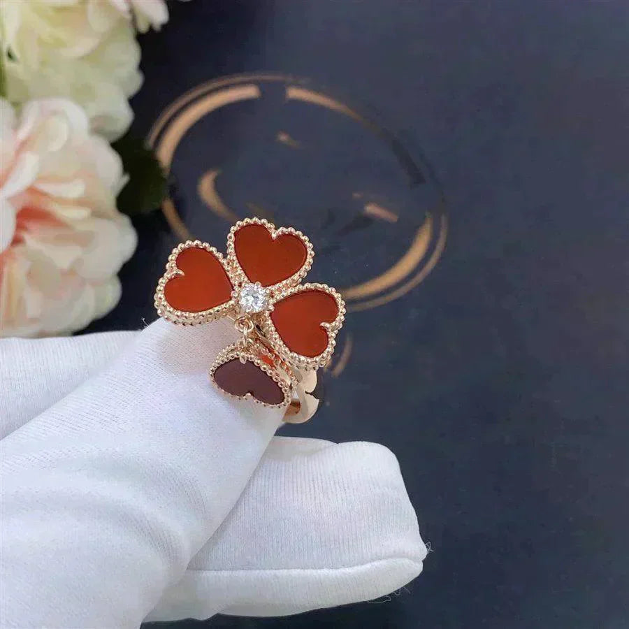 [AuraEcho Jewelry]SWEET CLOVER CARNELIAN RING