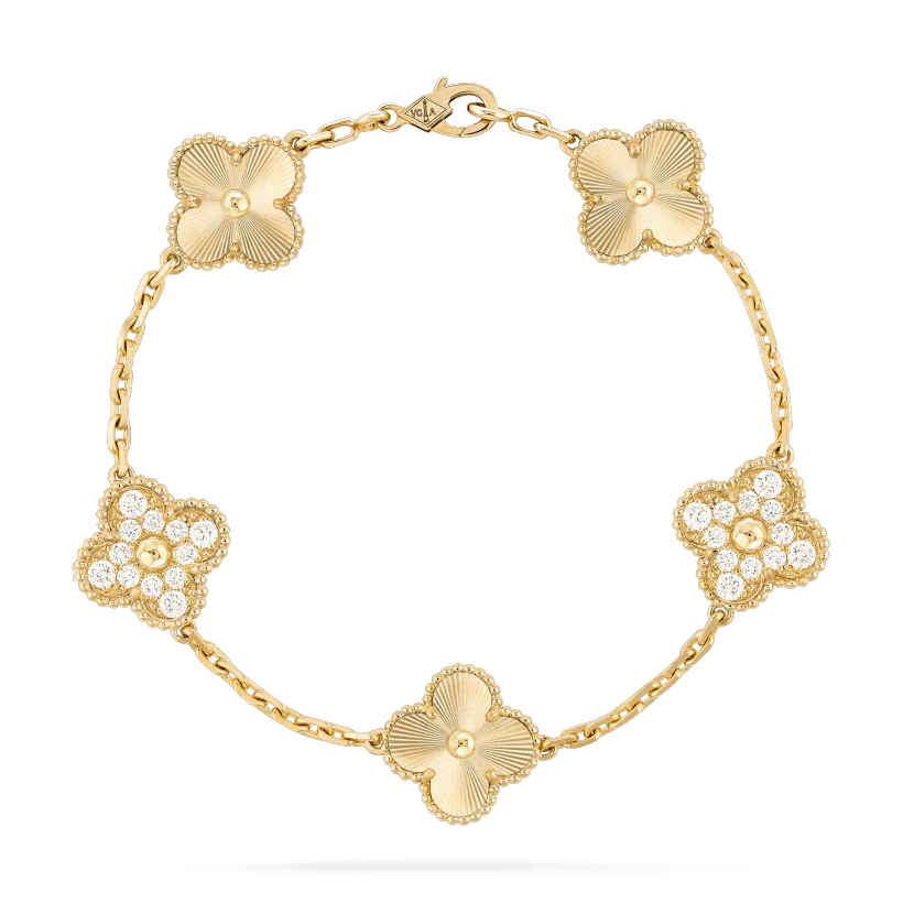 [AuraEcho Jewelry]CLOVER BRACELET 5 MOTIFS GOLD DIAMOND