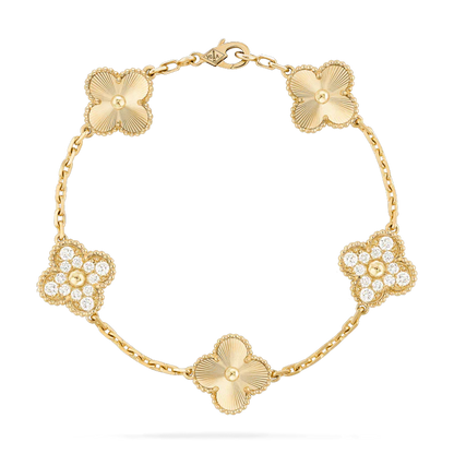[AuraEcho Jewelry]CLOVER BRACELET 5 MOTIFS GOLD DIAMOND