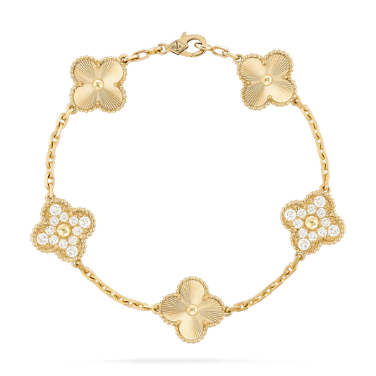 [AuraEcho Jewelry]CLOVER BRACELET 5 MOTIFS GOLD DIAMOND