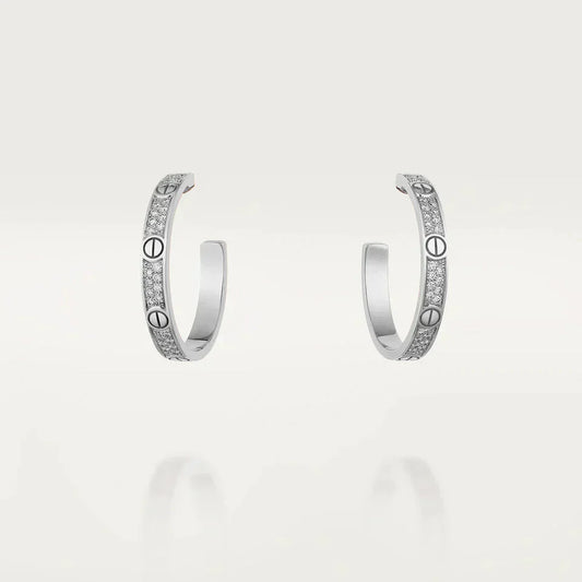 [AuraEcho Jewelry]LOVE DIAMOND SILVER HOOP EARRINGS