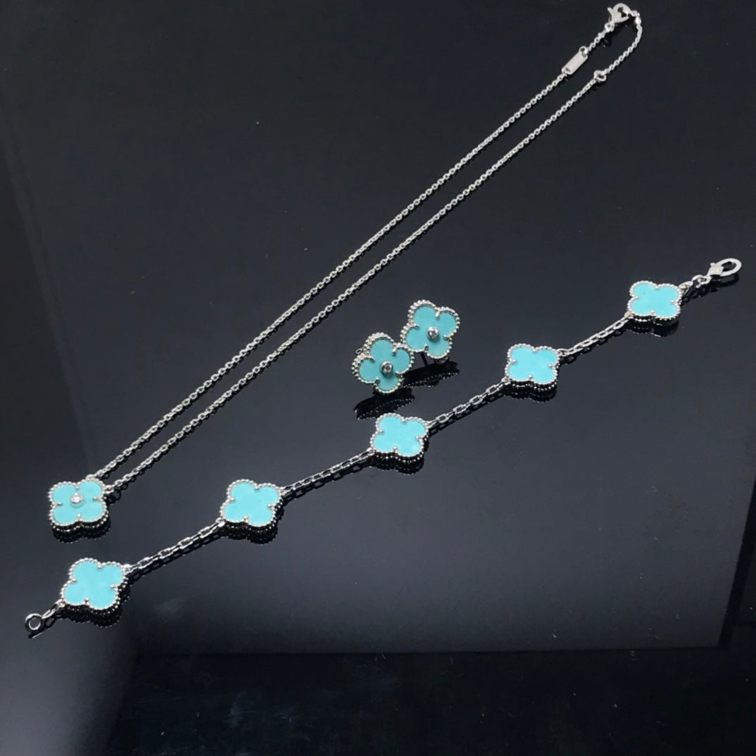 [AuraEcho Jewelry]CLOVER 1 DIAMOND BLUE SKY SILVER EARRINGS