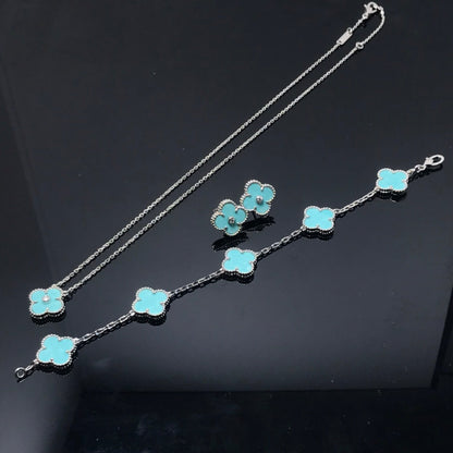 [AuraEcho Jewelry]CLOVER 1 DIAMOND BLUE SKY SILVER EARRINGS